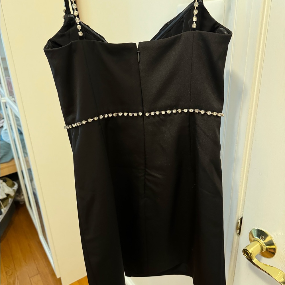 Self-Portrait black bonded satin mini dress - Picture 8 of 8